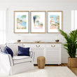 Large Modern Pictures For Living Room | Set of 3 Beach Decor Wall art Prints