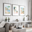 Large Modern Pictures For Living Room | Set of 3 Beach Decor Wall art Prints