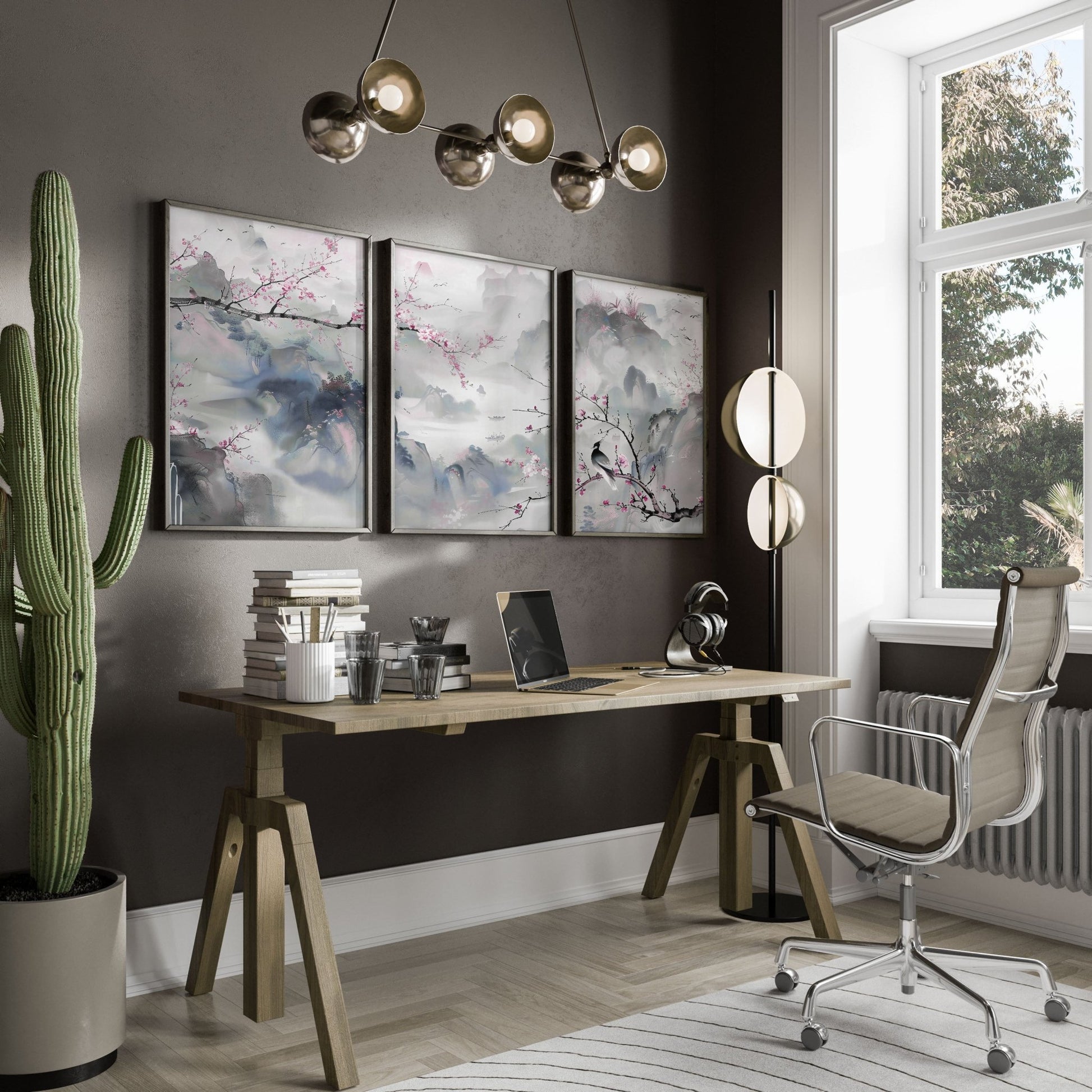 Large Modern Wall Art | Set of 3 Chinoiserie Wall art Prints