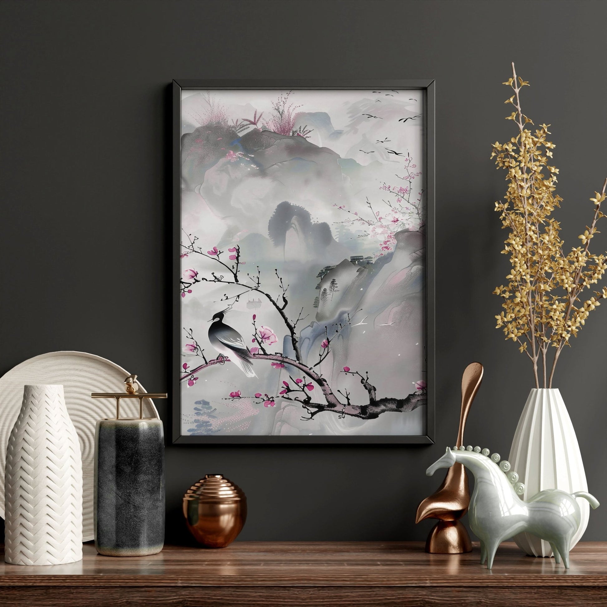 Large Modern Wall Art | Set of 3 Chinoiserie Wall art Prints