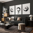 Large Painting for Living Room Japandi Enso Circle Ink wall art displayed on a wall in a styled room — view 7