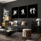 Large Paintings For Living Room | Set of 3 Boho Women Wall art Prints