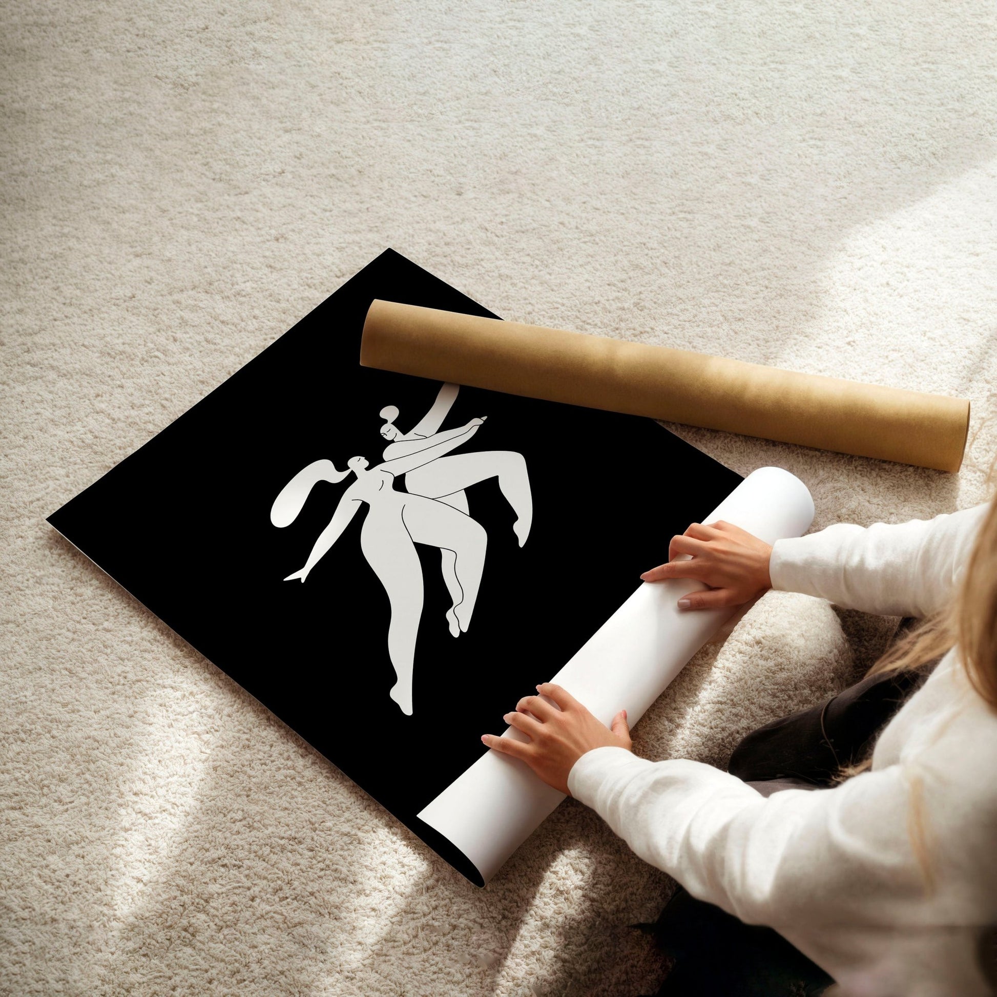 Large Paintings For Living Room | Set of 3 Boho Women Wall art Prints