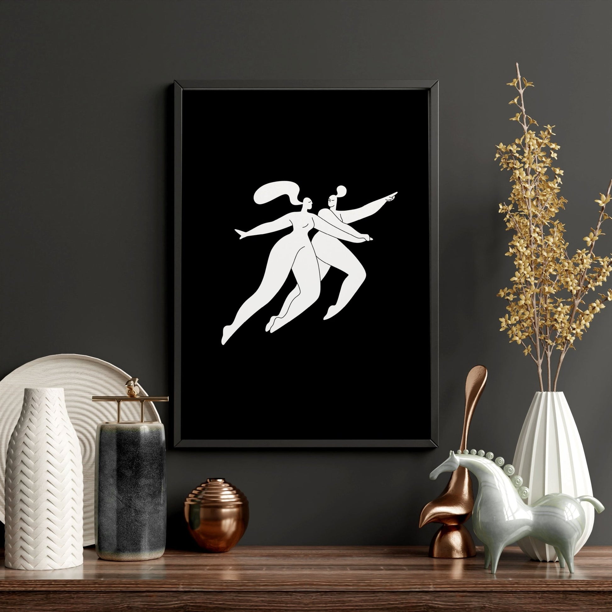 Large Paintings For Living Room | Set of 3 Boho Women Wall art Prints