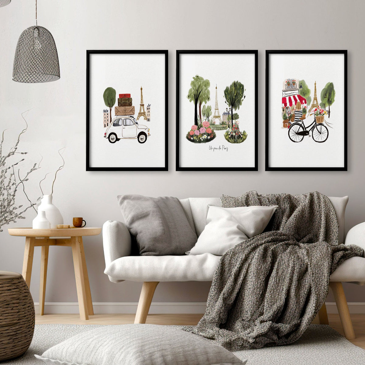 Large Picture for Living Room Paris Eiffel Tower Travel wall art | "Un peu de Paris" displayed on a wall in a styled room — view 10