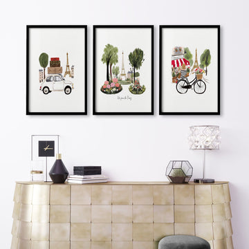 Large Picture for Living Room Paris Eiffel Tower Travel wall art | "Un peu de Paris" displayed on a wall in a styled room