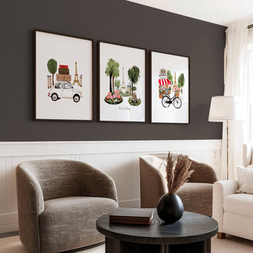 Large Picture for Living Room Paris Eiffel Tower Travel wall art | "Un peu de Paris" displayed on a wall in a styled room — view 2
