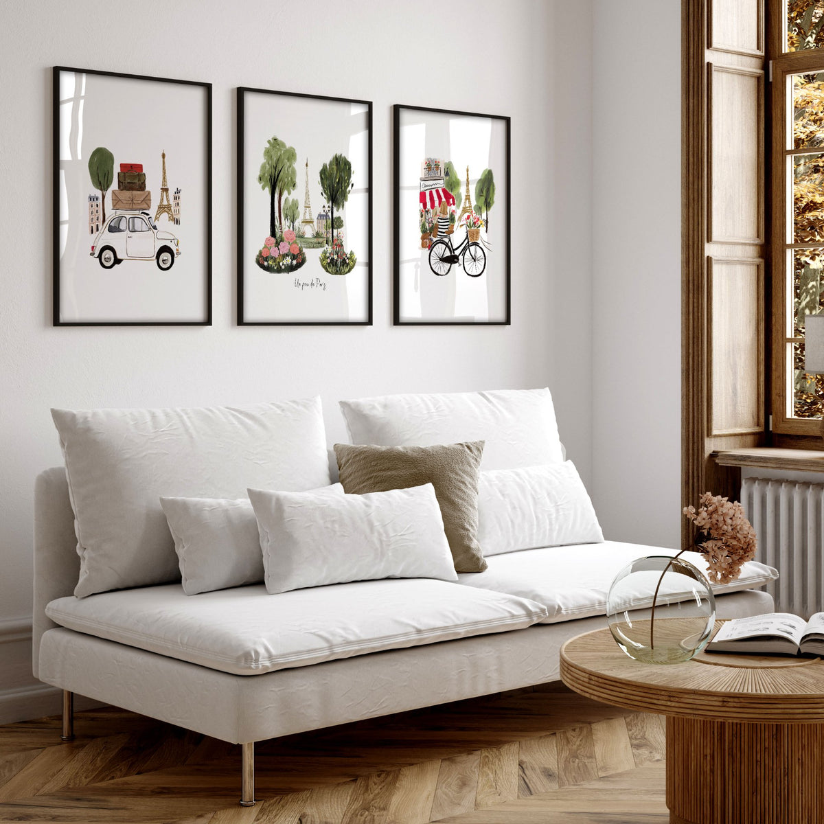 Large Picture for Living Room Paris Eiffel Tower Travel wall art | "Un peu de Paris" displayed on a wall in a styled room — view 7