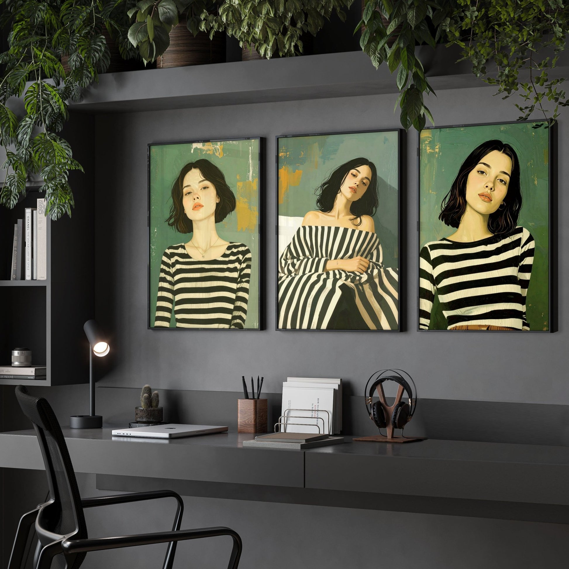 Large Picture Frames For Walls | Set of 3 Boho Women Wall art Prints