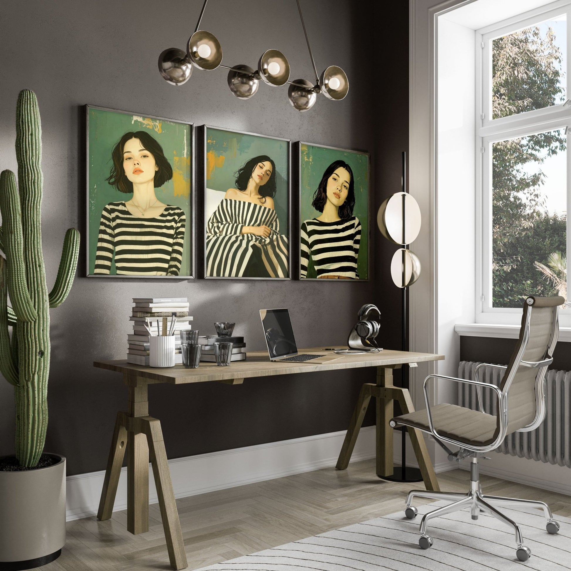 Large Picture Frames For Walls | Set of 3 Boho Women Wall art Prints