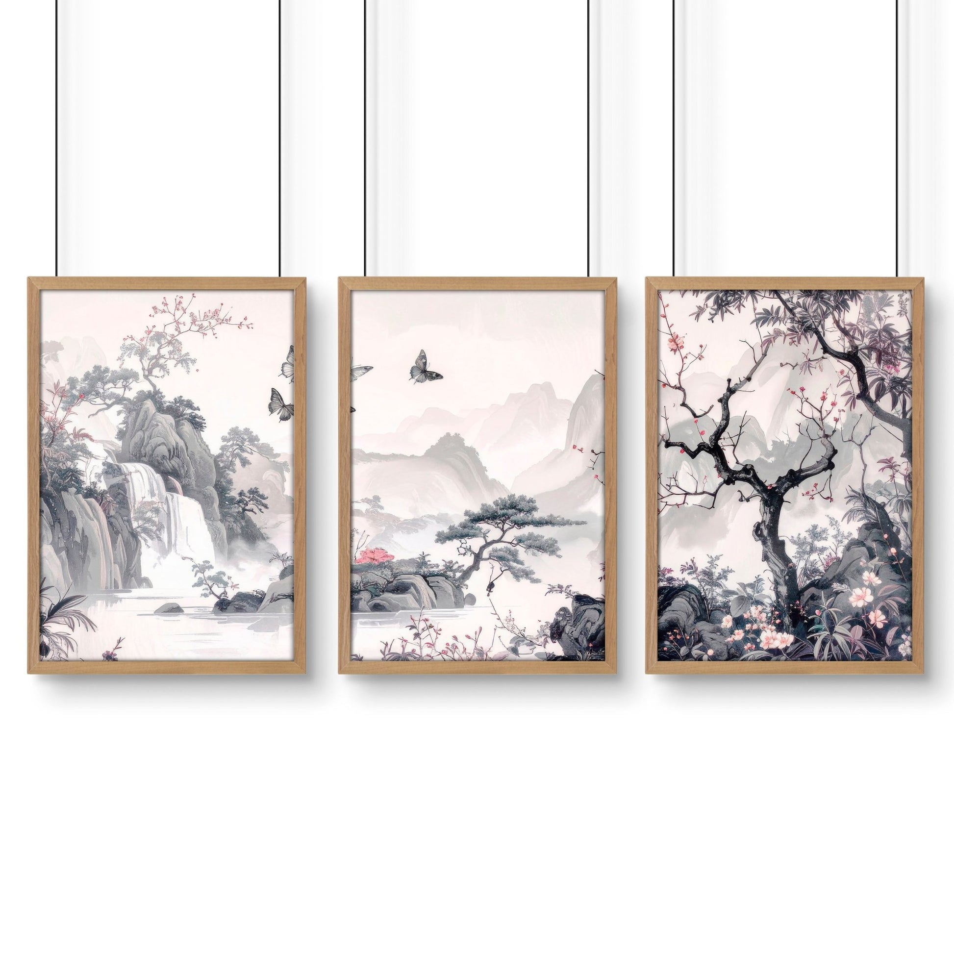 Large Picture Prints | Set of 3 Chinoiserie Wall art Prints