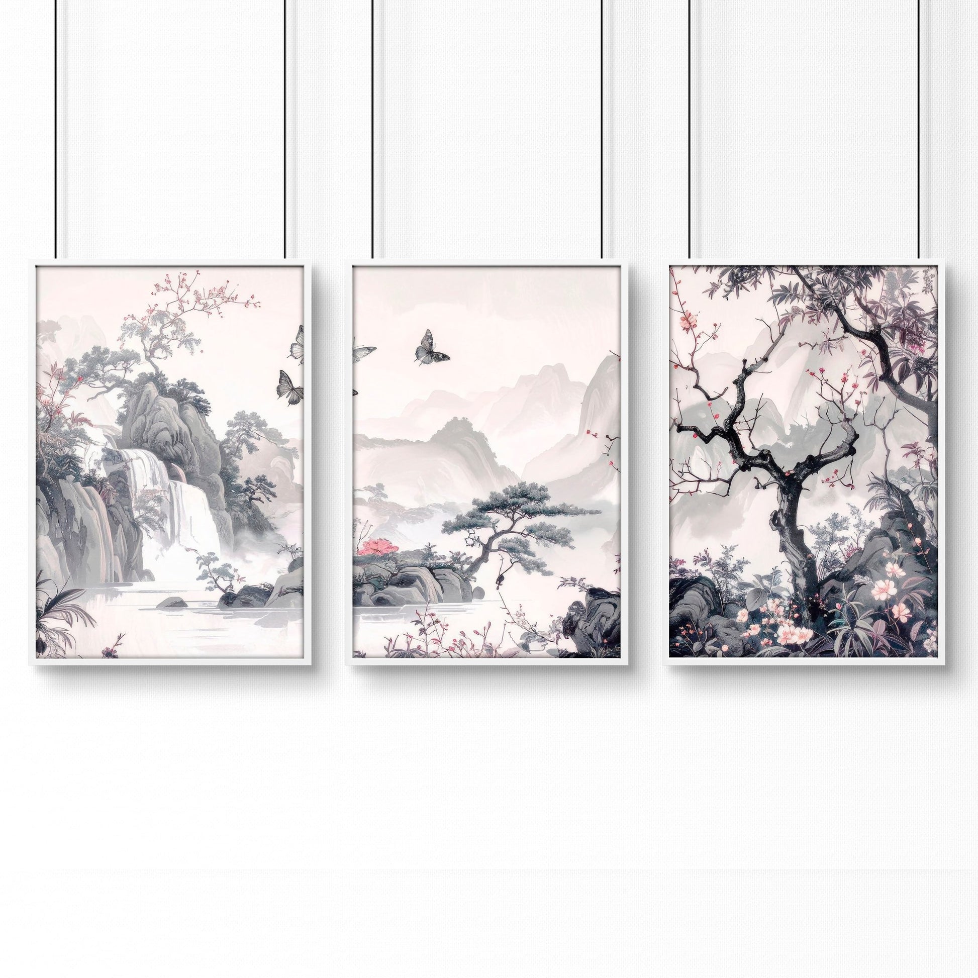 Large Picture Prints | Set of 3 Chinoiserie Wall art Prints