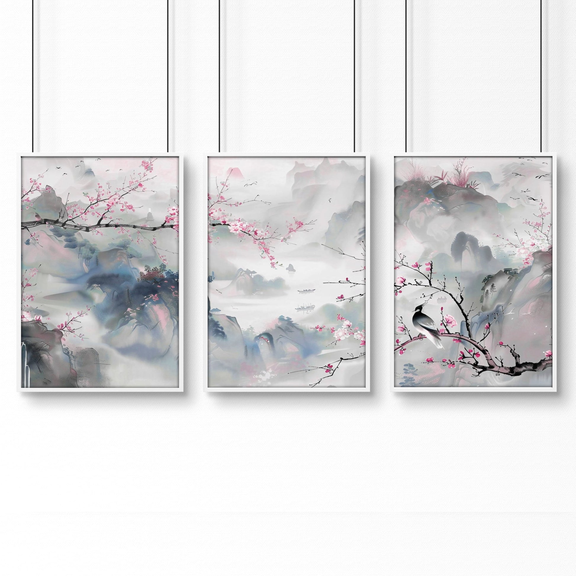 Large Print For Wall | Set of 3 Chinoiserie Wall art Prints