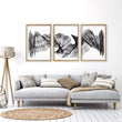 Large wall art for Living Room Abstract Charcoal Flowing Waves Wall Art displayed on a wall in a styled room — view 10