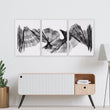 Large wall art for Living Room Abstract Charcoal Flowing Waves Wall Art displayed on a wall in a styled room — view 11