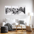 Large wall art for Living Room Abstract Charcoal Flowing Waves Wall Art displayed on a wall in a styled room — view 13