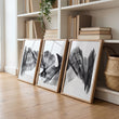 Large wall art for Living Room Abstract Charcoal Flowing Waves Wall Art displayed on a wall in a styled room — view 2