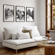 Large wall art for Living Room Abstract Charcoal Flowing Waves Wall Art displayed on a wall in a styled room — view 5