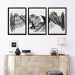 Large wall art for Living Room Abstract Charcoal Flowing Waves Wall Art displayed on a wall in a styled room — view 8