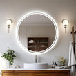 Large Round LED Bathroom Vanity Mirror Anti - Fog with Brighter Lights for Makeup Wall Mount Smart Touch