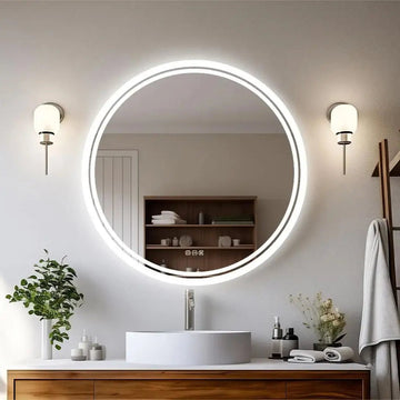 Large Round LED Bathroom Vanity Mirror Anti - Fog with Brighter Lights for Makeup Wall Mount Smart Touch