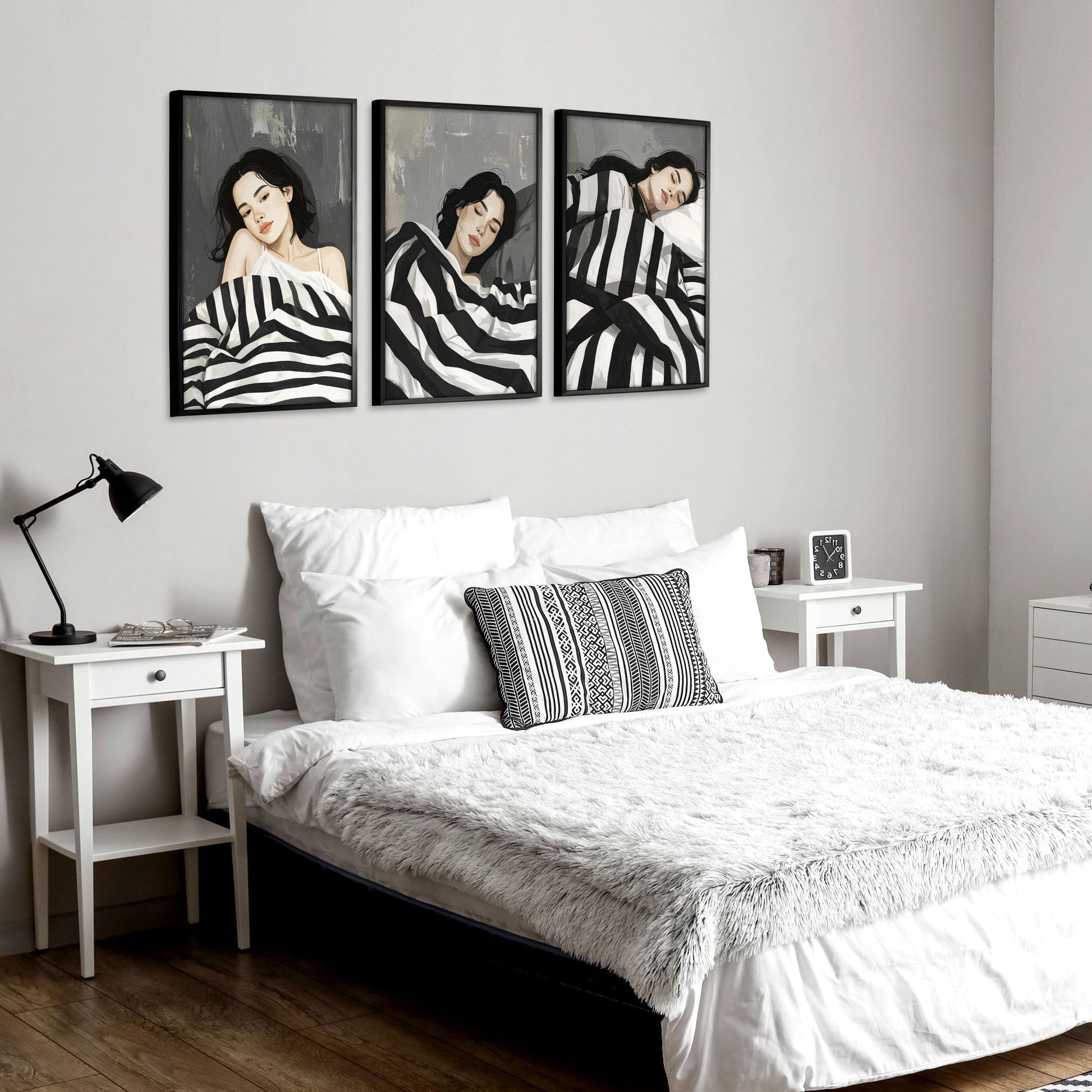 Large Wall Art Bedroom | Set of 3 Boho Women Wall art Prints