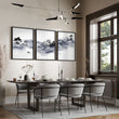 Large Wall Art Blue Japandi Ink Wash Landscape displayed on a wall in a styled room