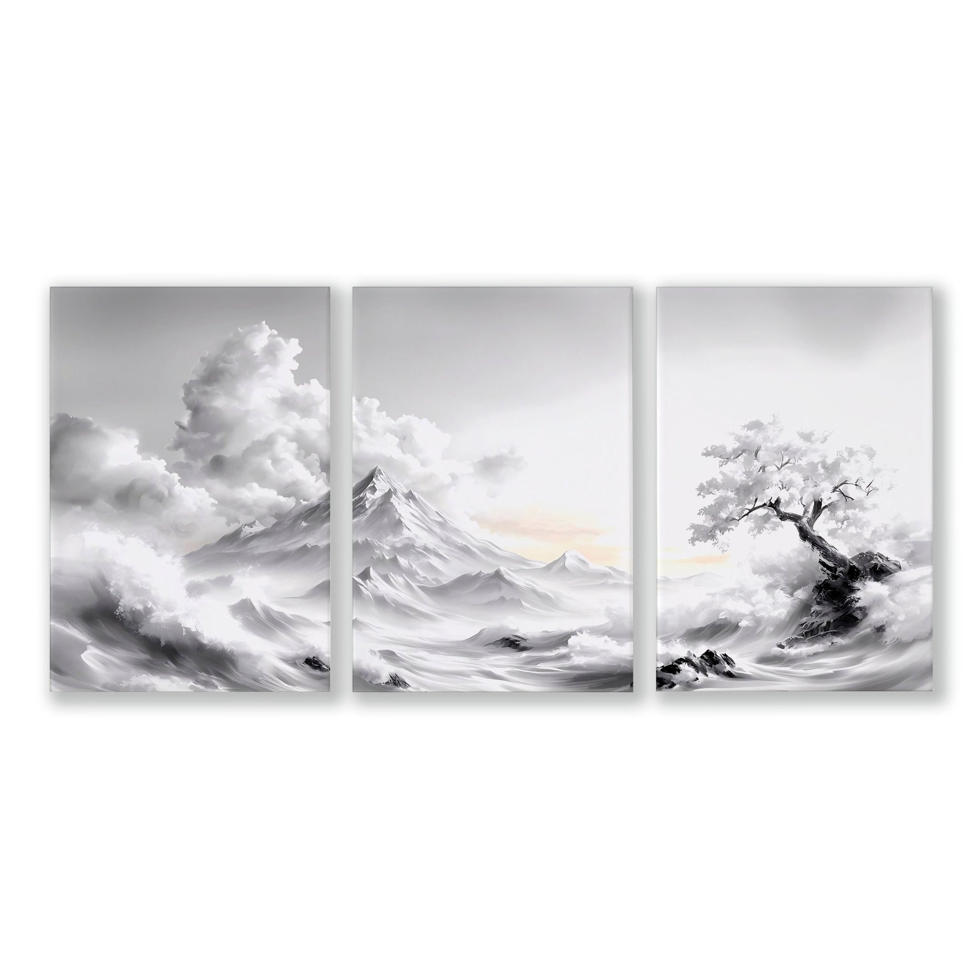 Large Wall Art Canvases | Set of 3 Asian Inspired Wall art Prints