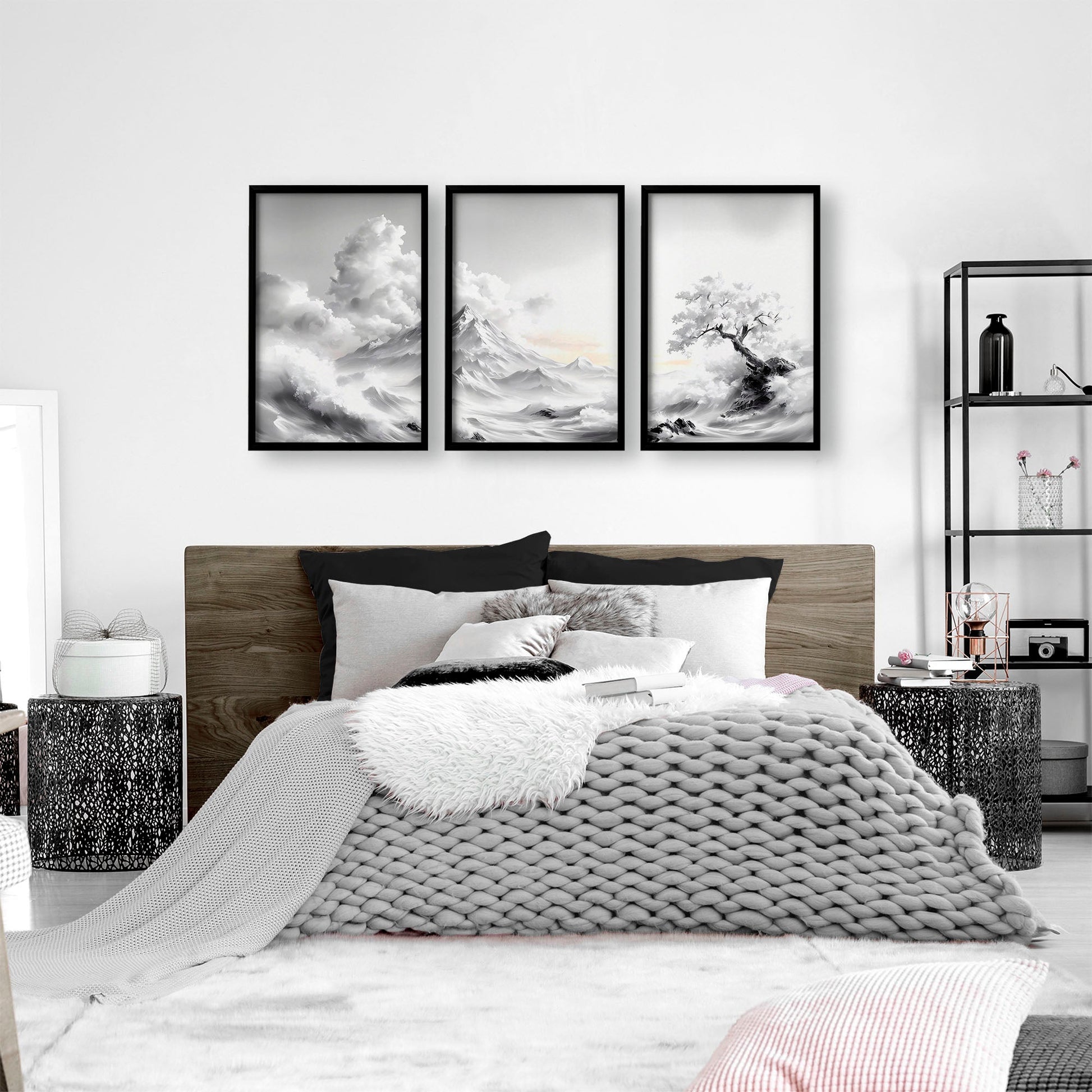 Large Wall Art Canvases | Set of 3 Asian Inspired Wall art Prints