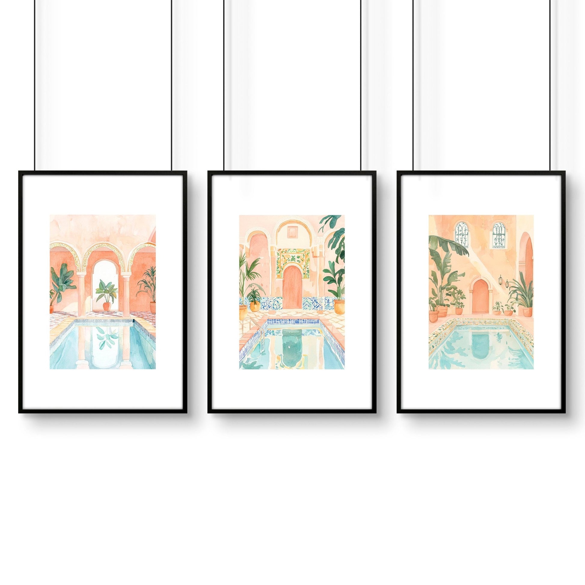 Large Wall Art Framed | Set of 3 Beach Decor Wall art Prints