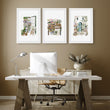 Large Wall Art Green Cottage Flower Shop Illustration displayed on a wall in a styled room