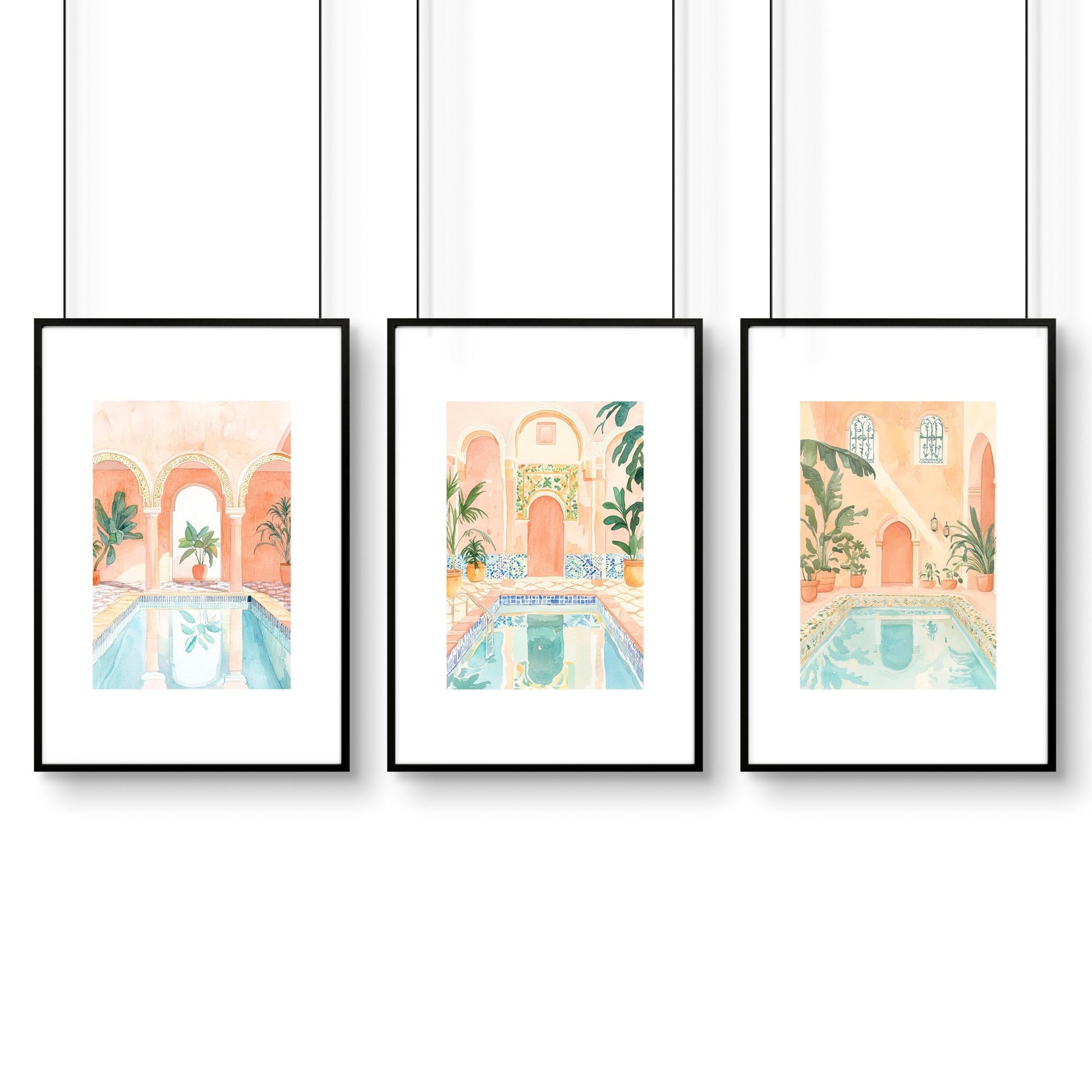 Large Wall Pictures For Living Room | Set of 3 Beach Decor Wall art Prints