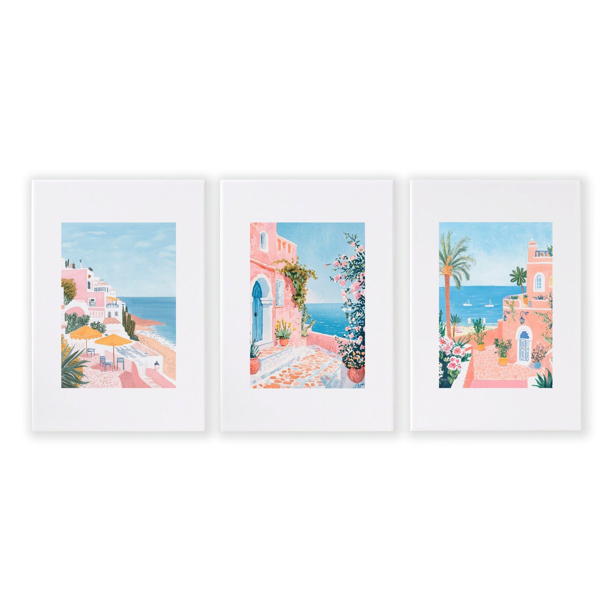 Large Wall Pictures Living Room | Set of 3 Beach Decor Wall art Prints