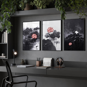 Large Wall Posters | Set of 3 Asian Inspired Wall art Prints