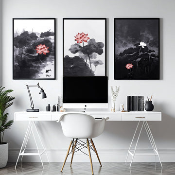 Large Wall Posters | Set of 3 Asian Inspired Wall art Prints