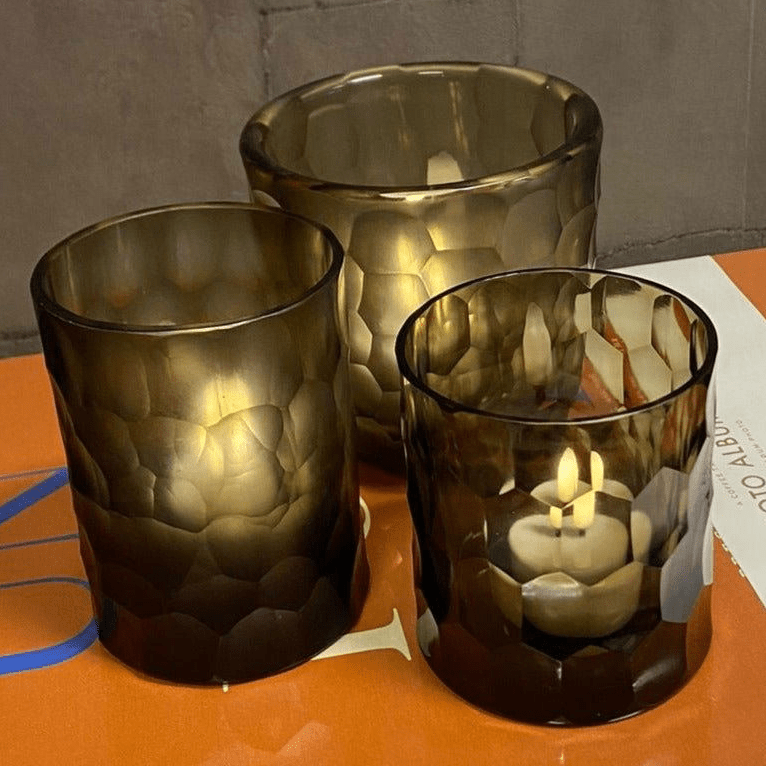 LAZULI CANDLEHOLDER - H10 D8 cm - INDIGO SMOKE