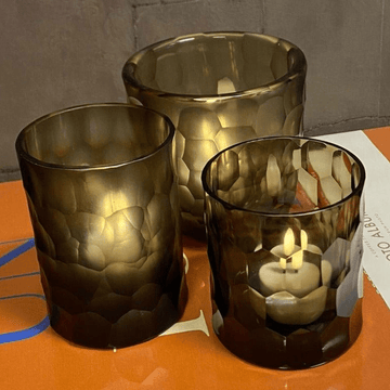 LAZULI CANDLEHOLDER - H10 D8 cm - INDIGO SMOKE