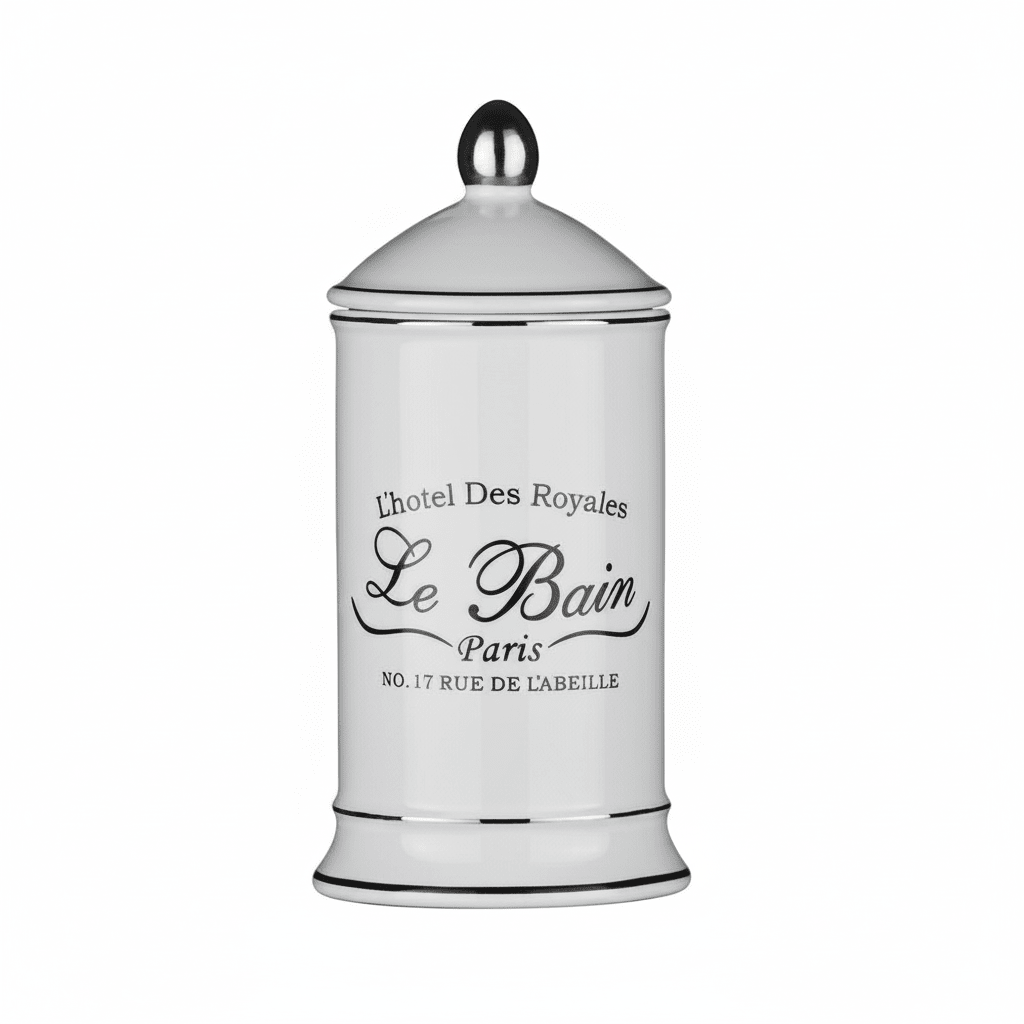 Le Bain White Ceramic Cotton Bud Storage Jar