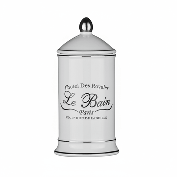 Le Bain White Ceramic Cotton Bud Storage Jar