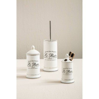 Le Bain White Ceramic Cotton Bud Storage Jar