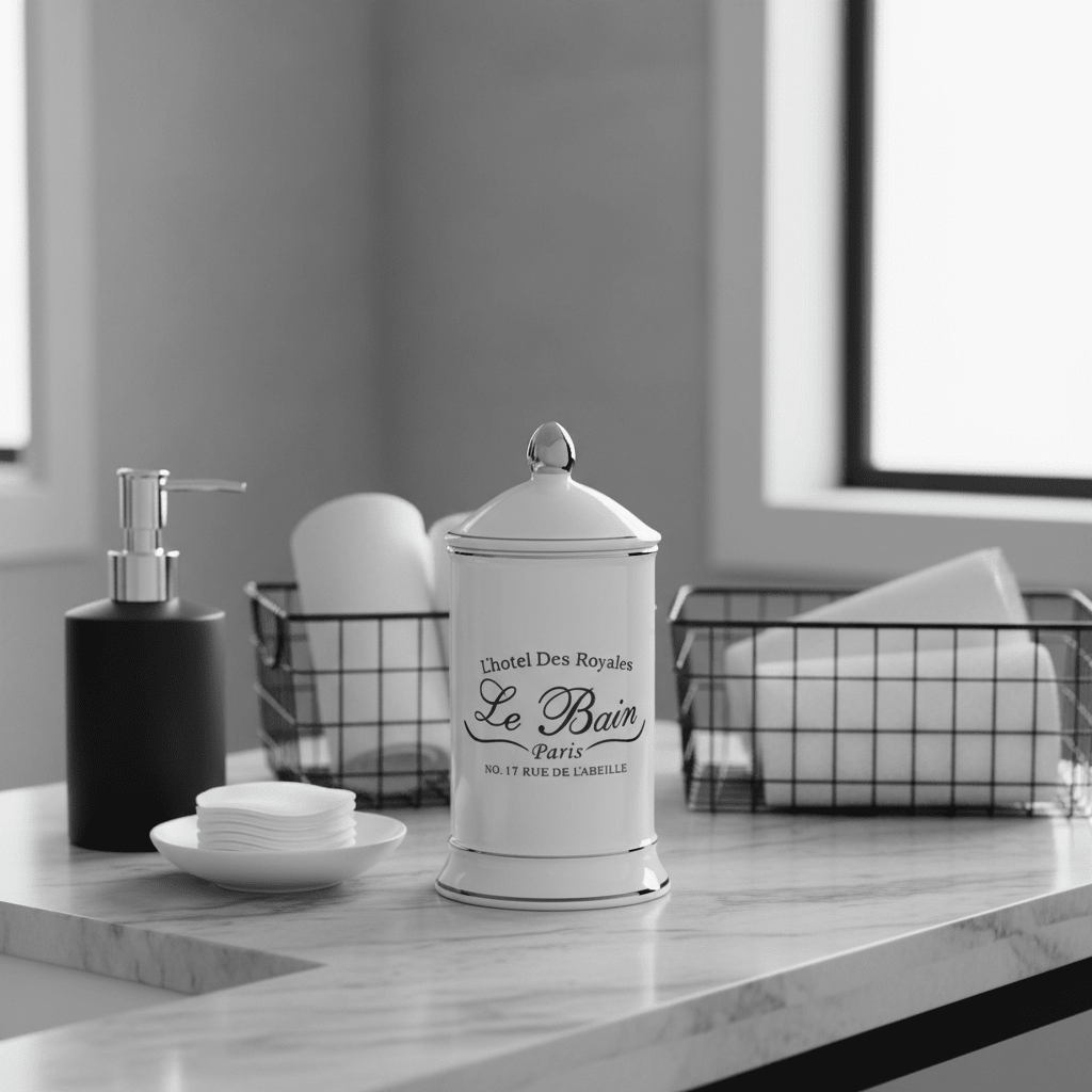 Le Bain White Ceramic Cotton Bud Storage Jar