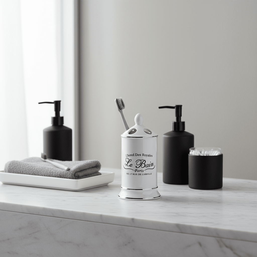 Le Bain White Ceramic Toothbrush Holder