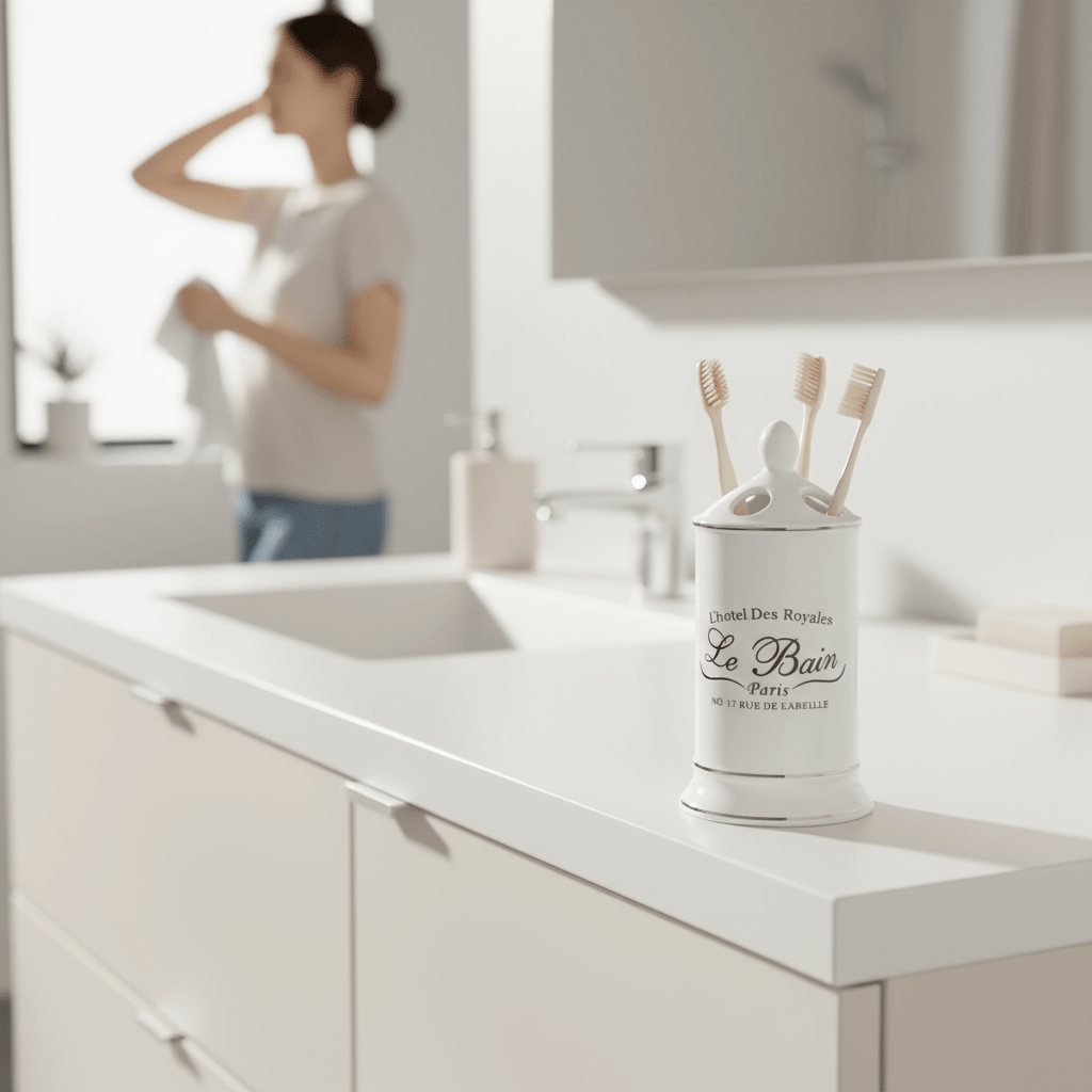 Le Bain White Ceramic Toothbrush Holder