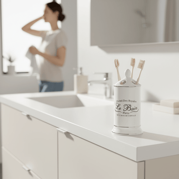 Le Bain White Ceramic Toothbrush Holder