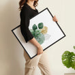Leaves Artwork | Watercolour Green & Ochre Botanical wall art displayed on a wall in a styled room — view 10