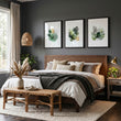 Leaves Artwork | Watercolour Green & Ochre Botanical wall art displayed on a wall in a styled room — view 5