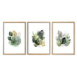 Leaves Artwork | Watercolour Green & Ochre Botanical wall art in an oak frame
