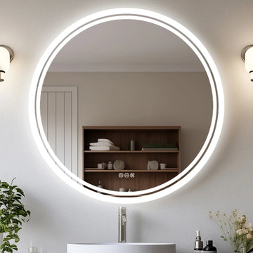 LED Bathroom Mirror Round 600/800mm Illuminated Dimmable Backlit Lighted Wall Vanity Mirror Anti - fog Smart Makeup Shaving Mirror