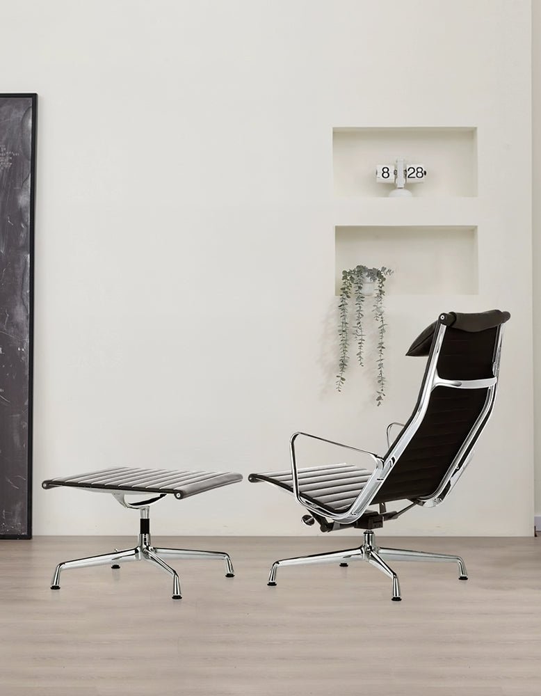 Lemos Swivel Lounge Chair With Pillow & Footstool