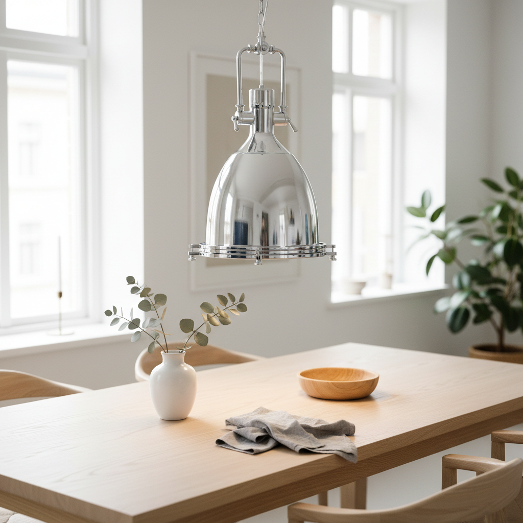 Lexington Large Chrome Plain Pendant Light